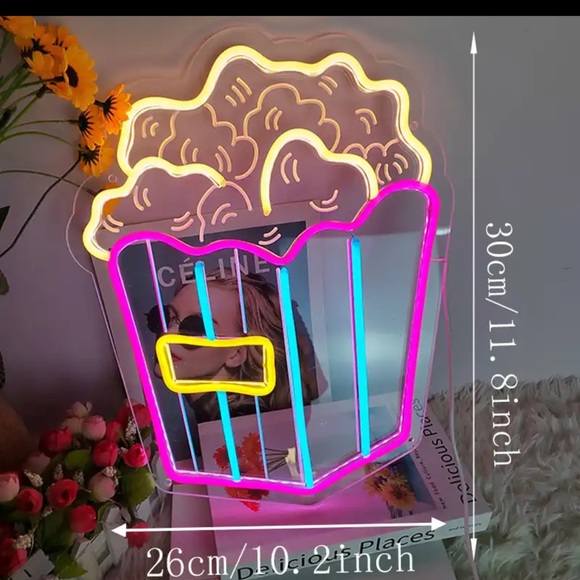 Popcorn Shaped Neon Sign Night Light USB Wall Hanging LED Decor Lamp - Picture 3 of 8